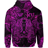 Custom Virgo Zodiac Polynesian Zip Hoodie Unique Style Pink LT8 - Wonder Print Shop