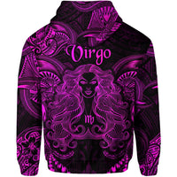 Virgo Zodiac Polynesian Zip Hoodie Unique Style - Pink LT8 - Wonder Print Shop