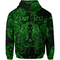 Custom Virgo Zodiac Polynesian Zip Hoodie Unique Style Green LT8 - Wonder Print Shop