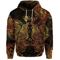 Virgo Zodiac Polynesian Zip Hoodie Unique Style - Gold LT8 - Wonder Print Shop