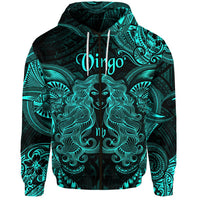 Virgo Zodiac Polynesian Zip Hoodie Unique Style - Turquoise LT8 - Wonder Print Shop