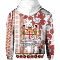 Custom Personalised Fiji Hoodie Tagimoucia Mixed White Tapa Style - Wonder Print Shop