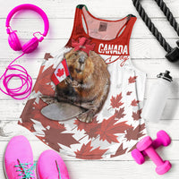 Canada Day Women Racerback Tank Patriot Beaver Mix Maple Leaf - Wonder Print Shop