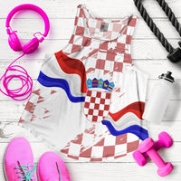 Croatia Women Racerback Tank Checkerboard Grunge Style - Wonder Print Shop