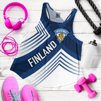 Personalised Finland Ice Hockey World Championships Suomi Women Racerback Tank - White Version - Wonder Print Shop