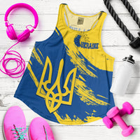 Ukraine Women Racerback Tank Slava Ukraini Grunge Style - Wonder Print Shop
