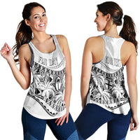 Personalised Fiji Day Women Racerback Tank Flying Fijians Masi Kesa Style - White - Wonder Print Shop