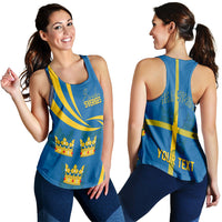 Sweden Three Crowns Personalised Women Racerback Tank Heja Sverige - Wonder Print Shop