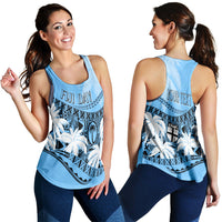 Personalised Fiji Day Women Racerback Tank Flying Fijians Masi Kesa Style - Turquoise - Wonder Print Shop