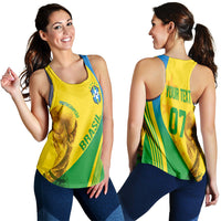 Personalised Brazil Women Racerback Tank World Cup 2022 Pentacampe o - Wonder Print Shop
