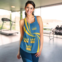 Sweden Three Crowns Personalised Women Racerback Tank Heja Sverige - Wonder Print Shop