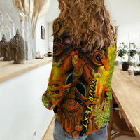 Custom Personalised Hei Tiki Maori Women Casual Shirt Fern Aotearoa Ta Moko Sun LT13 - Wonder Print Shop