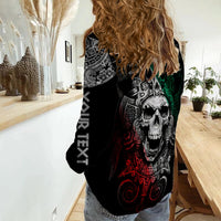 Custom Personalised Mexico Women Casual Shirt Skull Eagle Aztec LT13 - Wonder Print Shop