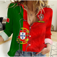 Portugal Football 2022 Women Casual Shirt Style Flag Portuguese Champions LT13 - Wonder Print Shop