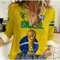 (Custom Text and Number) Brazil Football Women Casual Shirt Go Champions Selecao Campeao LT13 - Wonder Print Shop