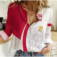 Poland Football Women Casual Shirt Come On Biao Czerwoni Soccer Polski Champions World Cup LT13 - Wonder Print Shop