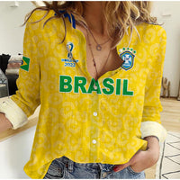 Brazil Football Women Casual Shirt World Cup Champions Soccer 2022 Selecao Brasil Campeao Ver.01 LT13 - Wonder Print Shop