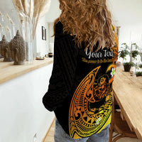 (Custom Personalised) Mauis Fish Hook Women Casual Shirt Polynesian Gold Gradient Version - Wonder Print Shop