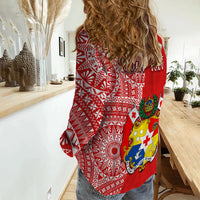 Custom Personalised Tonga Women Casual Shirt Tongan Coat Of Arms Ngatu Pattern - Wonder Print Shop