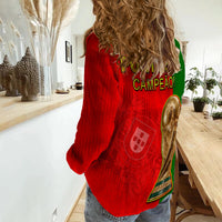 Portugal Football 2022 Women Casual Shirt Style Flag Portuguese Champions LT13 - Wonder Print Shop