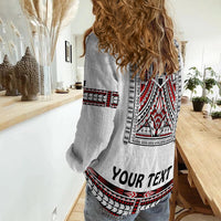 Custom Personalised Polynesian Women Casual Shirt Dashiki With Polynesian Tattoo Royal Version - Wonder Print Shop