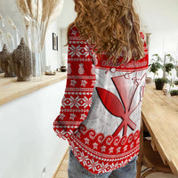 Hawaii Christmas Women Casual Shirt Kanaka Polynesian Santa Claus Mele Kalikimaka - Wonder Print Shop