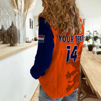 (Custom Text And Number) Netherlands Cricket Women Casual Shirt ODI Simple Orange Style - Wonder Print Shop