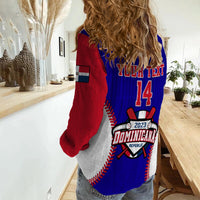 (Custom Text And Number) Dominican Republic Baseball 2023 Women Casual Shirt Version Blue - Wonder Print Shop