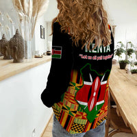 Kenya Women Casual Shirt Happy Jamhuri Day Kenyan Pattern - Wonder Print Shop