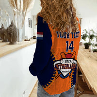 (Custom Text And Number) Netherlands Baseball 2023 Women Casual Shirt Sporty Style - Wonder Print Shop