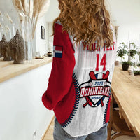 (Custom Text And Number) Dominican Republic Baseball 2023 Women Casual Shirt Version White - Wonder Print Shop