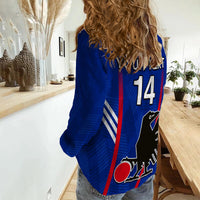 (Custom Text and Number) Japan Football Women Casual Shirt Samurai Blue World Cup 2022 - Wonder Print Shop