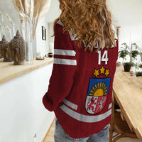 (Custom Text And Number) Latvia Hockey 2023 Women Casual Shirt Red Sporty Style - Wonder Print Shop