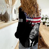 (Custom Personalised) United States Women Casual Shirt United States Happy MLK Day Flag Grunge Style - Wonder Print Shop