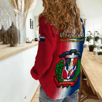Dominican Republic Women Casual Shirt Dominicana Coat Of Arms Gradient Style - Wonder Print Shop