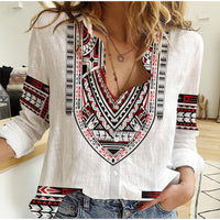 Custom Personalised Polynesian Women Casual Shirt Dashiki With Polynesian Tattoo Royal Version - Wonder Print Shop