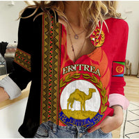 Eritrea Women Casual Shirt African Pattern Happy Independence Day Version Black - Wonder Print Shop
