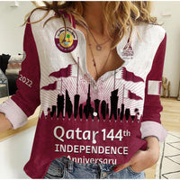 Qatar Women Casual Shirt Happy 144th Independence Anniversary Mix World Cup 2022 - Wonder Print Shop
