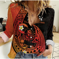 (Custom Personalised) Mauis Fish Hook Women Casual Shirt Polynesian Orange Gradient Version - Wonder Print Shop