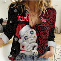 New Zealand Christmas Women Casual Shirt Hei Tiki Red Pohutukawa Meri Kirihimete - Wonder Print Shop