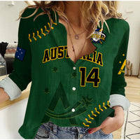 (Custom Text And Number) Australia Baseball 2023 Women Casual Shirt Go Aussie - Wonder Print Shop
