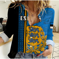 Estonia Women Casual Shirt Happy Estonian Independence Day With Coat Of Arms - Wonder Print Shop