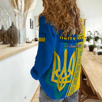 Ukraine Unity Day Women Casual Shirt Folk Ukrainian Coat Of Arms - Wonder Print Shop