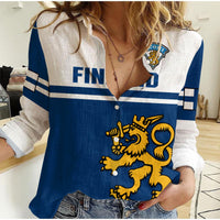 (Custom Text And Number) Finland Hockey 2023 Women Casual Shirt Come On Suomi - Wonder Print Shop