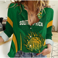 (Custom Personalised) South Africa Rugby Women Casual Shirt Springboks Champion LT13 - Wonder Print Shop