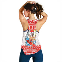 Custom Personalised Hawaii Christmas Women Racerback Tank Surfing Santa Mele Kalikimaka Polynesian - Wonder Print Shop