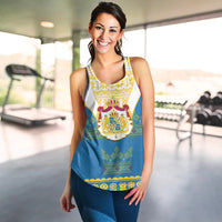 Sweden Women Racerback Tank Swedish Coat Of Arms With Scandinavian Flowers - Wonder Print Shop