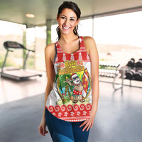 Hawaii Christmas Women Racerback Tank Kanaka Polynesian Santa Claus Mele Kalikimaka - Wonder Print Shop