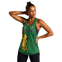 South Africa Rugby Women Racerback Tank Bokke Springbok With African Pattern Stronger Together - Wonder Print Shop