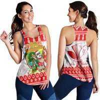 Hawaii Christmas Women Racerback Tank Kanaka Polynesian Santa Claus Mele Kalikimaka - Wonder Print Shop